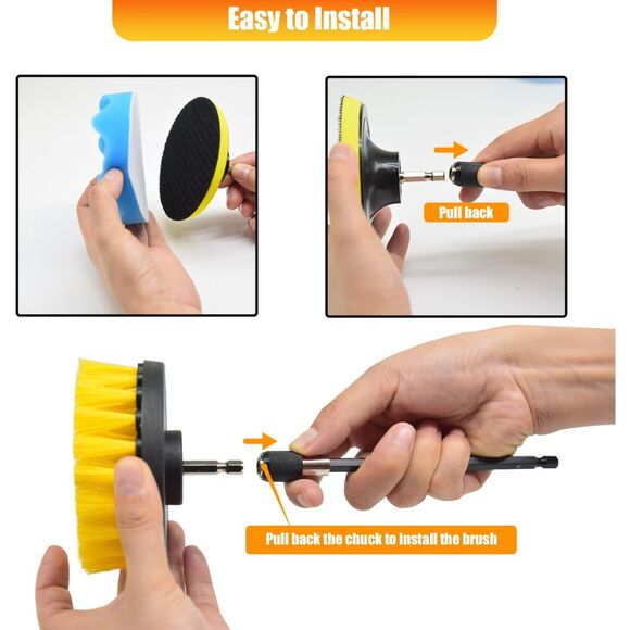 Drill Brush Attachment Set, 30Pcs Drill Scrubber Brush Kit Include Scrub Pads+ - Picture 6 of 7